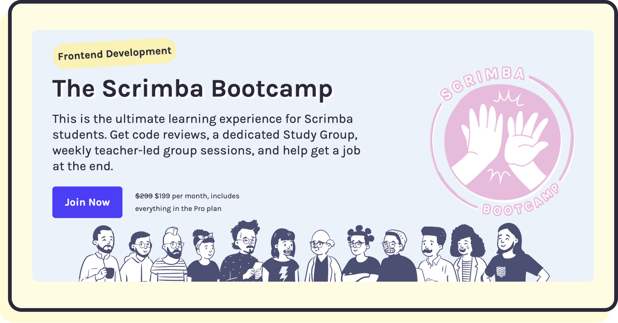 The Scrimba Bootcamp homepage
