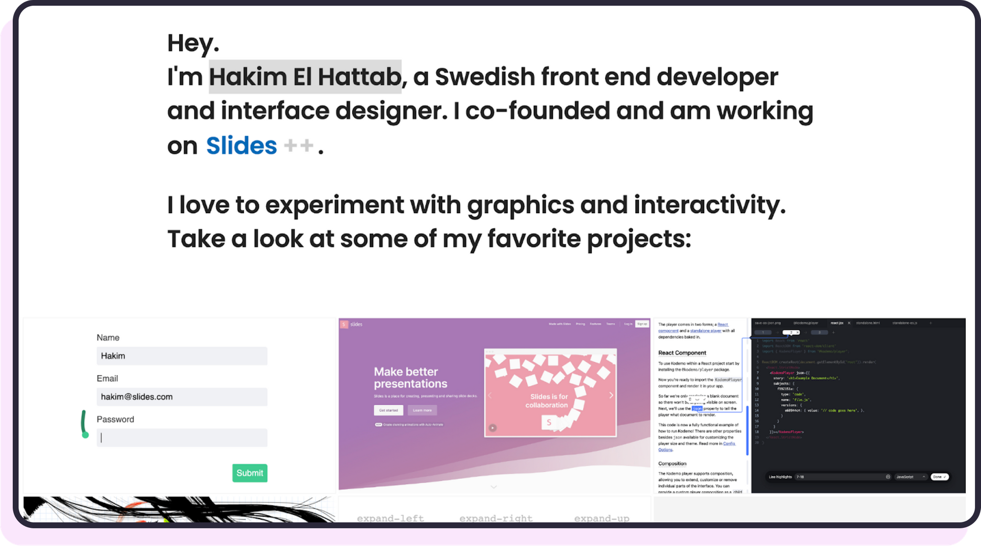 Hakim's portfolio homepage