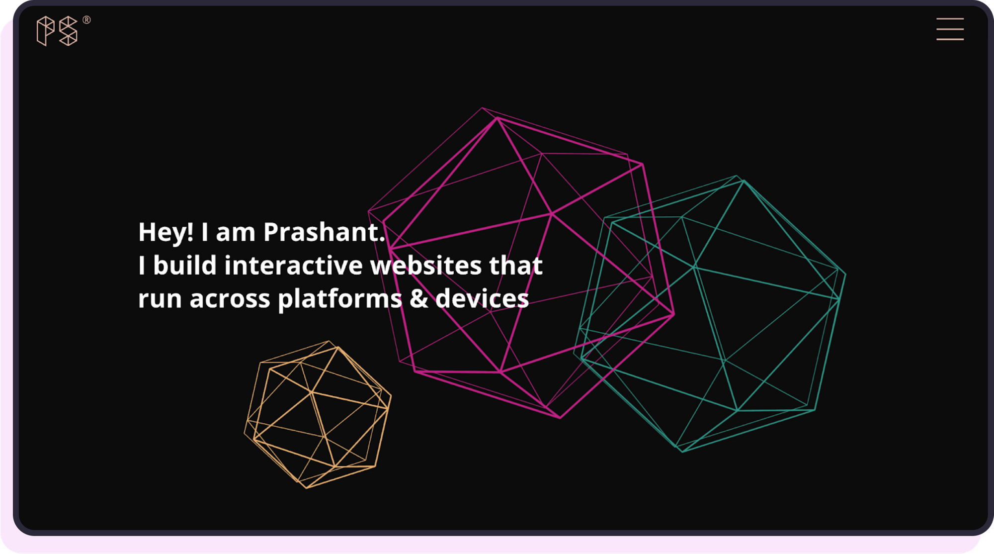 Prashant's portfolio homepage