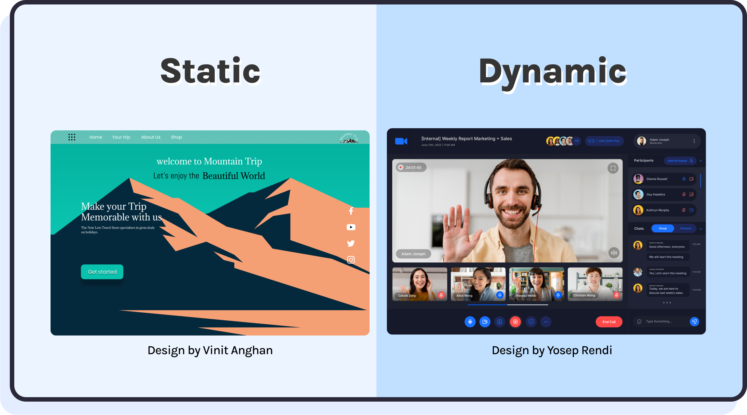 Static versus dynamic website example