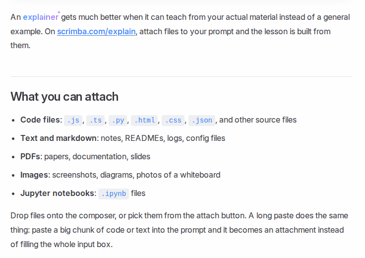 Scrimba's docs page
