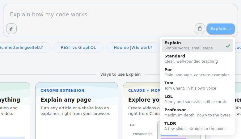 The scrimba.com/explain composer with the placeholder 