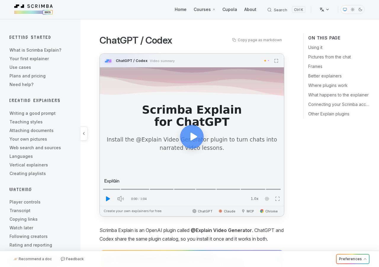 Scrimba's docs page
