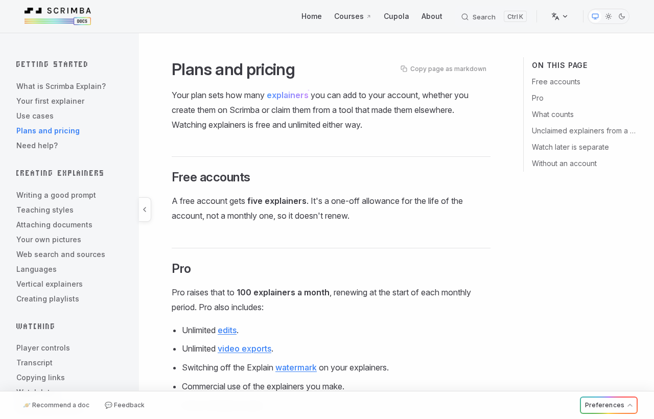Scrimba's Explain docs page