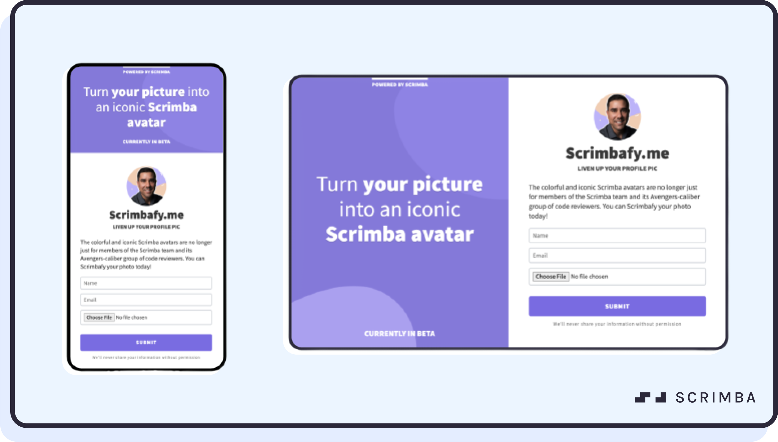 A responsive product splash page