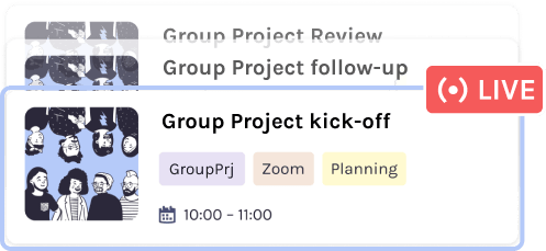 a calendar event for the live Group Project kick-off.